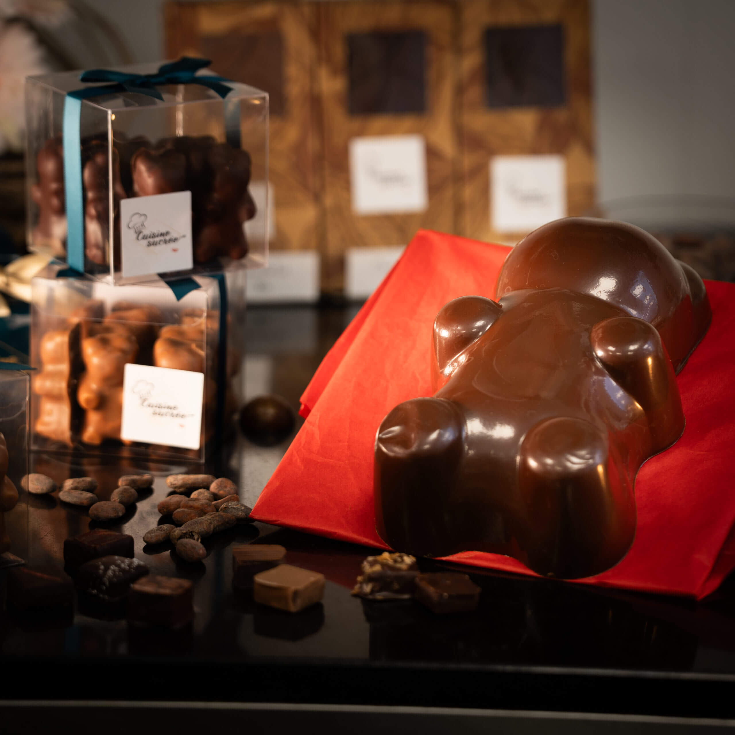 Ourson géant en chocolat